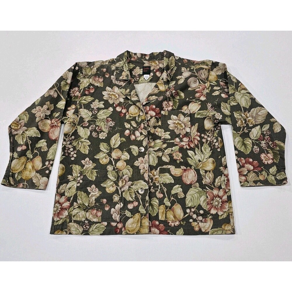 VTG Garden Gear Light Cotton Twill Chore Barn Jacket Floral Brown Unsized